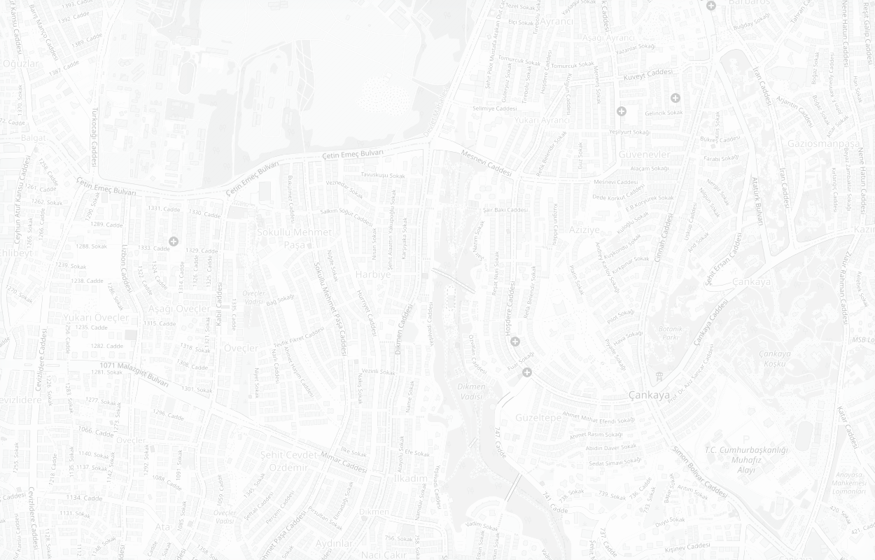Real street map of Çankaya, Ankara centered on the Qat Tech office